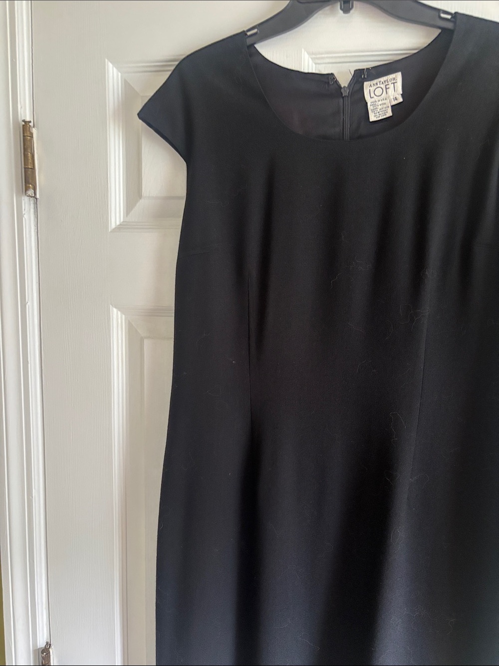 LOFT Black Cap-Sleeve Midi Shift Dress Vintage Length 47”